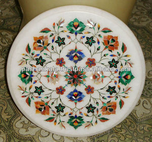 Ấn Độ <span class=keywords><strong>Makrana</strong></span> Đá Cẩm Thạch Inlay Bàn Cà Phê <span class=keywords><strong>Tops</strong></span> - Product Image 1