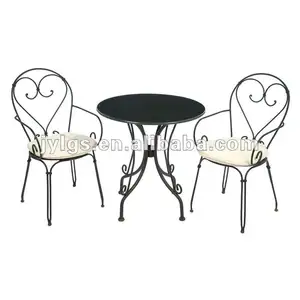 3-piece Outdoor Wrought Iron Restaurant Furniture With Marble Top