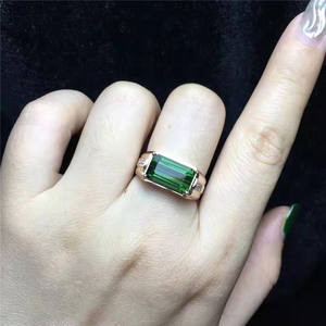 Bijou en pierres précieuses pour hommes, bague de luxe, mariage en arabie saoudite, tourmaline verte naturelle, en or 18 carats, 4,85ct - Product Image 6