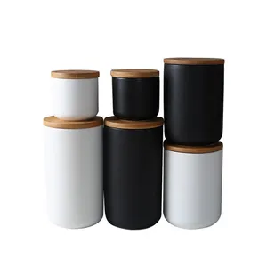 Hotsale 750ml Ceramic Jar with Bamboo Lid Air-Tight Storage Tank for Home Goods Fresh Food Container Packed in Carton