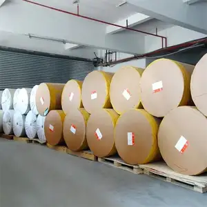 synthetic paper label materials supplier Jumbo rolls hotmelt glue 1080mm width