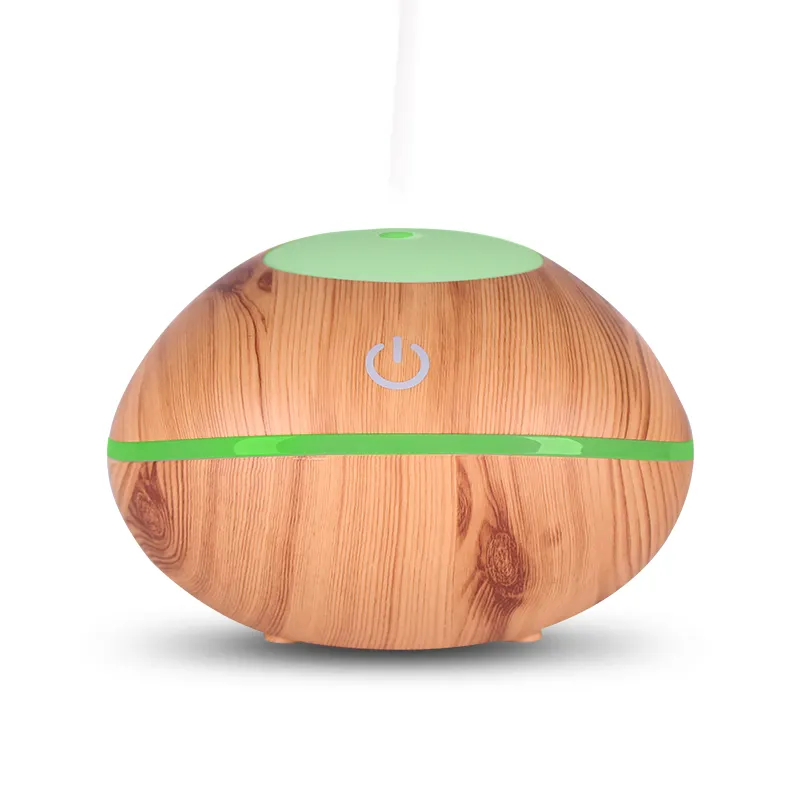 Humidificateur avec lampe, diffuseur électrique ultrasonique Portable et facile à nettoyer, du Grain de bois, huiles essentielles, 200Ml