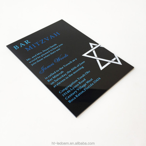 Invitations en acrylique noir 5x7 pouces pour Bar Mitzvah, Bat Mitzvah, invitations pour événements spéciaux, 100 pièces par lot - Product Image 5