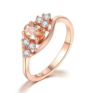 Oval Champagne Cubic Zirconia Engagement <strong>Ring</strong> Women Twisted <strong>Split</strong> Shank Cluster Promise Wedding Band Dainty Bridal Jewelry Gift - Product Image 1