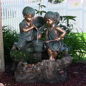 Gran jardín al aire libre escultura arte del metal <span class=keywords><strong>de</strong></span> bronce <span class=keywords><strong>fuente</strong></span> <span class=keywords><strong>de</strong></span> niño y niña - Product Image 3
