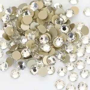 Oleeya Factory Quality Loose Glass True Silver Non Hot Fix Gold Bottom Glass Nail Art Rhinestones for Phone Case DIY Design