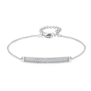 LUOTEEMI Wholesale Luxury Women Ladies Shining A AA Cubic Zircon Crystal Pave Setting Jewelry GiftWhite Gold Chain Link Bracelet