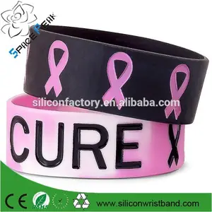 Sensibilisation au cancer du sein pink ribbon silicone bracelets espoir force forte