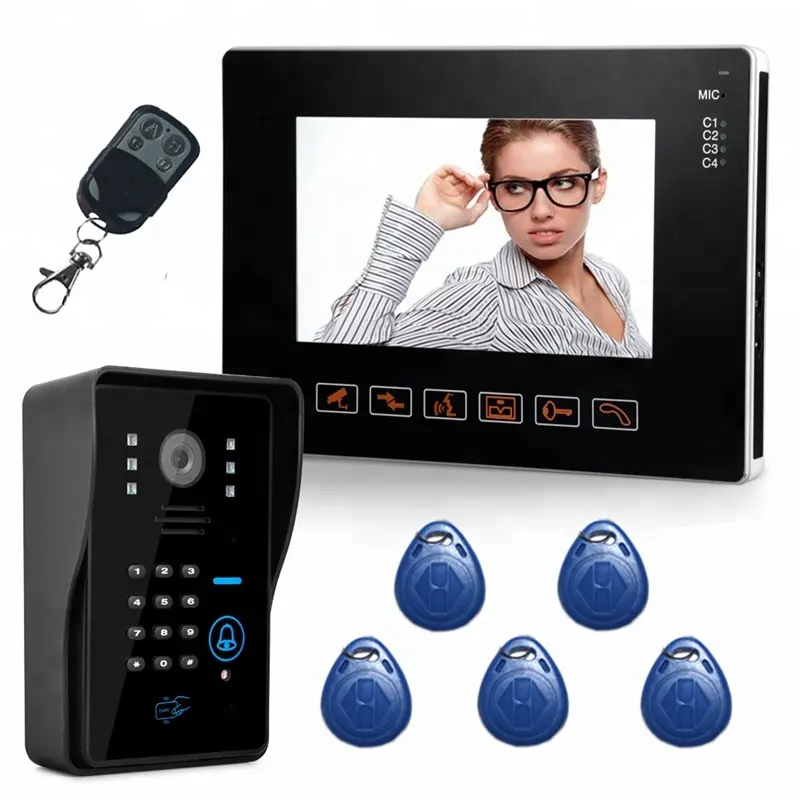 New 7Inch Key Touch Screen Wireless Video Door Phone Doorbell Intercom nightvision camera unlock control long distance transmit