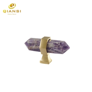 천연 자수정 황동 모던 방청 도어 크리스탈 가구 캐비닛 서랍장 옷장 주방 욕실 거실용 - Product Image 2