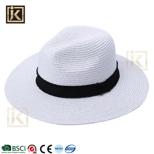 JAKIJAYI precio barato promocional papel braide formalmente blanco hombre de paja sombrero de panamá