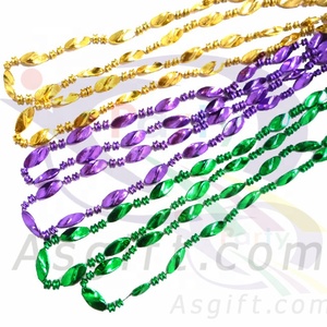 Decorazioni per feste con perline da festa forniture per feste da 6*8mm ovali Mardi Gras con collana di perline forniture per feste - Product Image 2