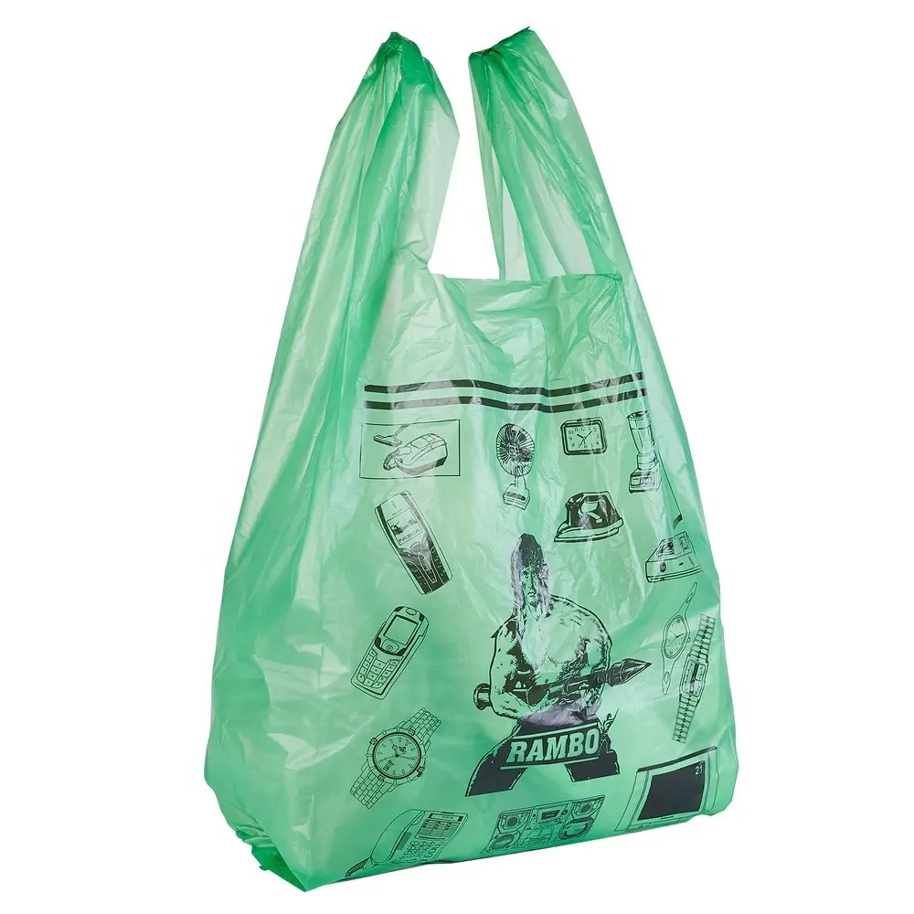 Экологичный кукурузный крахмал с индивидуальным принтом, биоразлагаемые сумки для футболок, биоразлагаемый органический пластиковый пакет для покупок