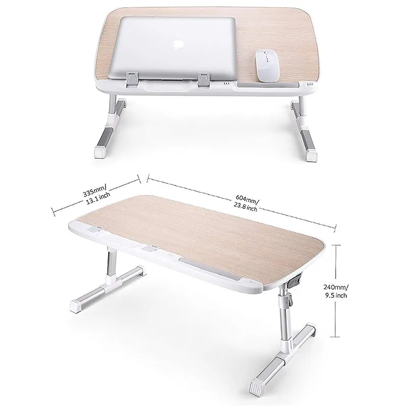 New Ergonomic Aluminum Portable and Foldable Ergonomic Computer Desk Height and Angle Adjustable Laptop Table for Bed