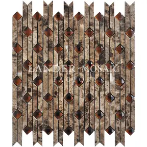 Irregolare emperador scuro misto chip <span class=keywords><strong>di</strong></span> vetro mattonelle <span class=keywords><strong>di</strong></span> mosaico <span class=keywords><strong>di</strong></span> <span class=keywords><strong>marmo</strong></span> per la parete - Product Image 1