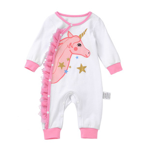 Ropa <span class=keywords><strong>de</strong></span> Bebé, Mamelucos <span class=keywords><strong>de</strong></span> Manga Larga con Botones a Presión, 100% Algodón <span class=keywords><strong>de</strong></span> Punto, Unisex, Transpirable, Diseño <span class=keywords><strong>de</strong></span> <span class=keywords><strong>Unicornio</strong></span>, Body para Niños - Product Image 1