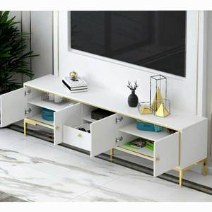 Set <span class=keywords><strong>Tavolino</strong></span> <span class=keywords><strong>da</strong></span> Caffè e Mobile TV in Stile Moderno ed Elegante, Colore <span class=keywords><strong>Bianco</strong></span>, per Soggiorno - Product Image 4