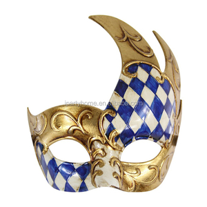 Masques de mascarade vénitienne pour hommes, série or et violet, design vintage à carreaux, décorations d'Halloween - Product Image 5