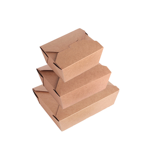 Disposable Empaques Kraft Paper Fast Food Packaging Takeaway Lunch Paper Bento Box
