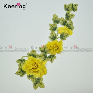 Patchs brodés de fleurs de grande taille en gros, à coudre sur les vêtements, WEF-821 - Product Image 3