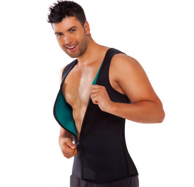 Men's Black Zippered Thermo Body Shaper Sweat Tank Top #BS-05 Sauna Suit
