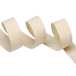 High quality 20mm cotton ribbon braided tape herringbone cotton webbing
