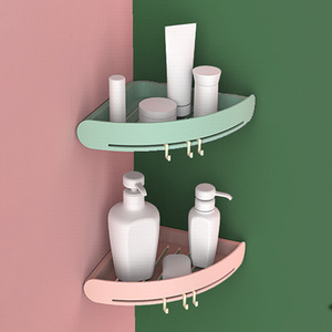 Nessuna Perforazione Montaggio A Parete Doccia <span class=keywords><strong>Mensola</strong></span> con Ganci Bianco Angolo Scaffali Triangolo <span class=keywords><strong>Mensola</strong></span> del Bagno Cremagliera - Product Image 6