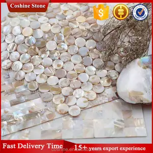 Amerika utara Designer home decor penny putaran shell mosaik ubin