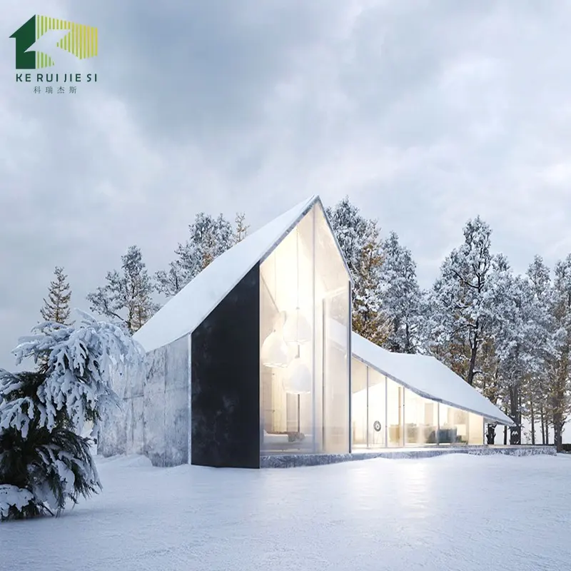 mobile luxury designed light steel structure prefabricated house villa in winter