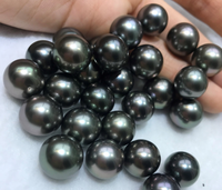 Perles de Tahiti de Mer du Sud Qualité 3A, Couleur Noir Paon Doré Foncé Naturel, Vente en Gros