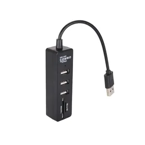 USB Hub 2.0 Card Reader Combo High Speed USB Splitter SD/MMC TF Card Reader