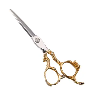 Barber hair cutting shears supplier Gold engraved dragon handle hairdresser's scissors