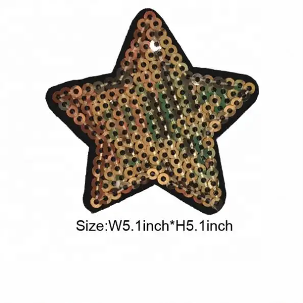 Sequins Sew On Star Design Embroidered Patch Applique for Kids