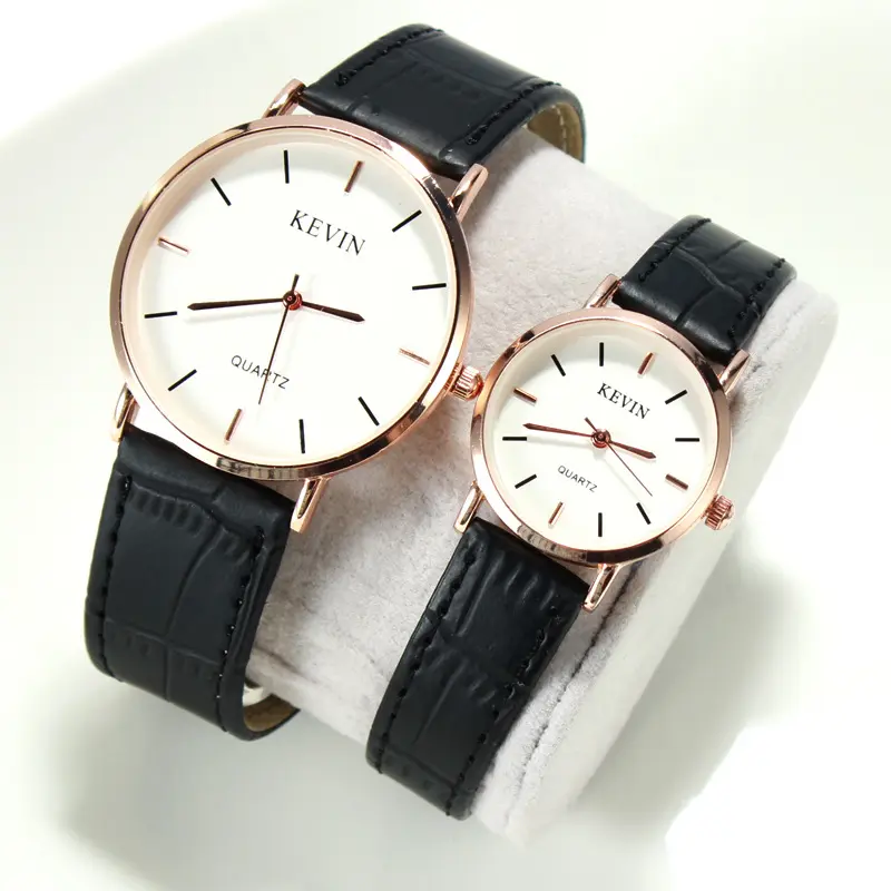 New Design Fashion Colorful Korean Couple Leather Quartz Watch