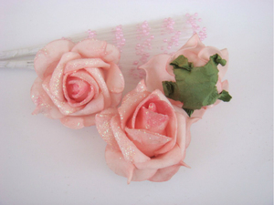 PE artificiale Glitter rosa Fiore <span class=keywords><strong>Testa</strong></span> in Rosa Per Diy Corona di Fiori Bouquet di Fiori - Product Image 4