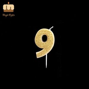 נרות יום הולדת קטנים ייחודיים עם נצנצים זהובים, עשויים שעוות פרפין, סיטונאי, בריטניה - Product Image 6