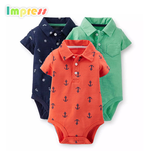 Wholesale manches courtes bébé coton barboteuse garçons <span class=keywords><strong>polo</strong></span> collier bodysuit - Product Image 3