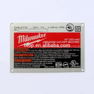 Etichetta in alluminio con stampa di seta personalizzata targhetta incisa con targhetta in acciaio inossidabile con logo inciso con adesivo e fori