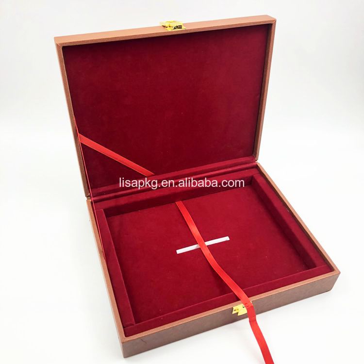 Пользовательский бархатный тисненый логотип, подарочная упаковка из искусственной кожи, Подарочная деревянная коробка