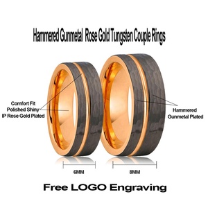 <span class=keywords><strong>Anillo</strong></span> de bronce <span class=keywords><strong>anillo</strong></span> de tungsteno de oro rosa boda banda anillos para los hombres las mujeres - Product Image 2