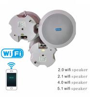 Deckenlautsprecher Multi-Room XLR WLAN-Lautsprecher mit Dolby Digital und DTS Unterstützung 30-50W Ausgangsleistung Einfarbige LED-Beleuchtung