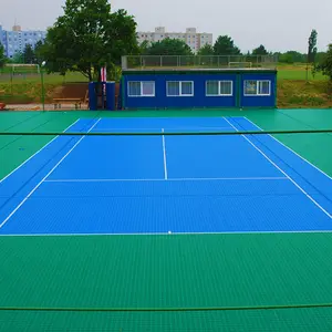 Portable suspended assembly sport court plastic flooring,modular tennis court flooring surface