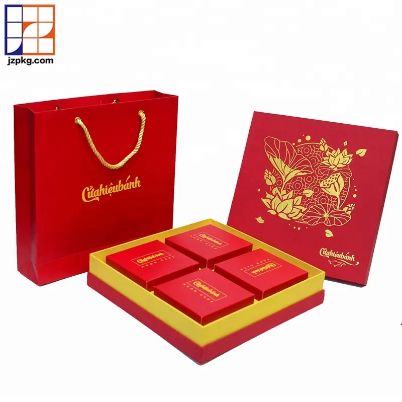 Food mooncake packaging solution gourmet a gift box with paper bag