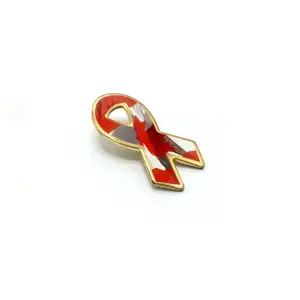 Custom metal ribbon shape enamel pin with logo