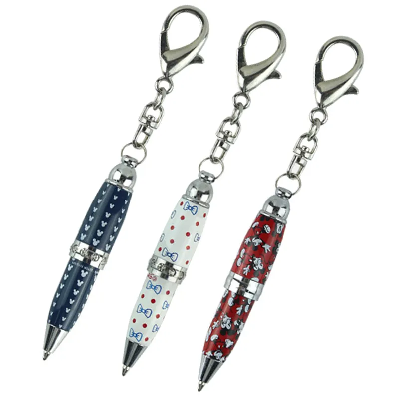 German kawaii stationery cute mini small short keychain portable metal diamond pen gift glitter keychain ball pen