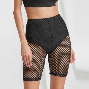 KY Double Line Mesh <strong>Shorts</strong> Ladies <strong>Stretchy</strong> Sexy Club High Rise Black Fishnet <strong>Shorts</strong> and Middle Length Leggings <strong>Short</strong> for Women - Product Image 6