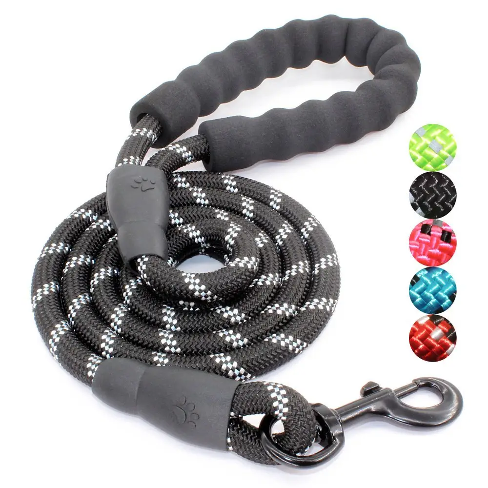 High Quality Highly Reflective Threads Strong Durable Rope Dog Leash with Comfortable Padded Handle