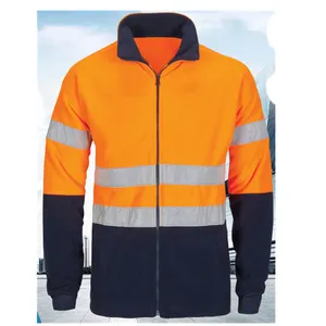 Hi Viz Safety Fleece Jacket Warm Mens Lined Work Coat Workwear Uniform Orange GO/RT 3279