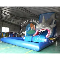 Điên quái vật cá mập trượt nước, trượt lớn trượt nước inflatable