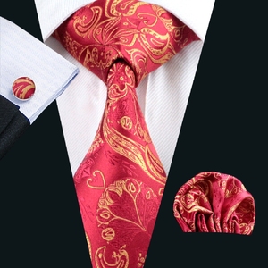 LELE M-103 Rouge Floral Bande Cravate Qualité Hommes Cravates En Soie Sur Mesure Logo Cravate avec Boîte-Cadeau - Product Image 4